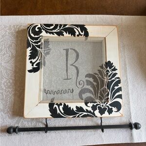 Decorative Monogram Wall Frame with Black Damask Accents